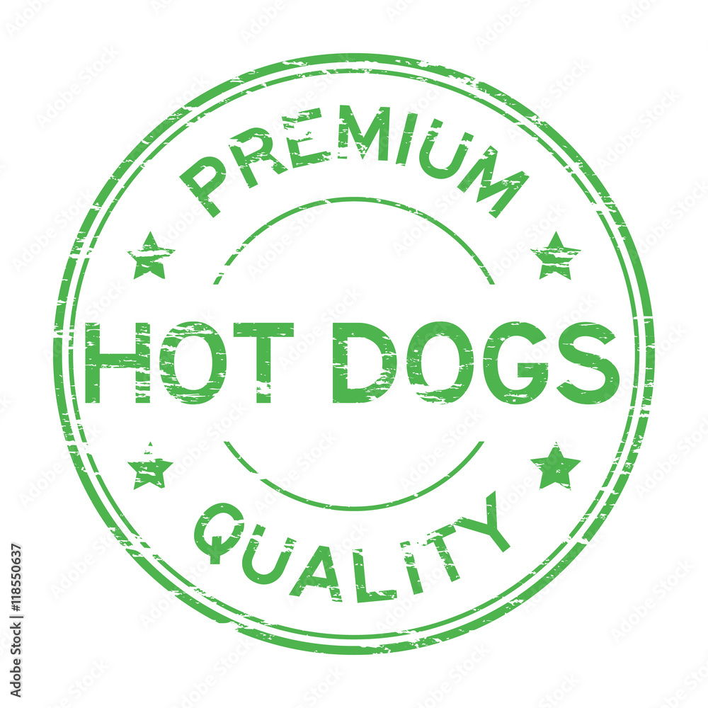 Grunge green premium quality hot dogs rubber stamp Grunge green premium quality hot dogs rubber stamp