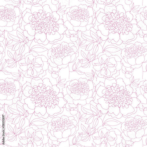 rosy peony floral sketch. spring flower vector illustration. bla