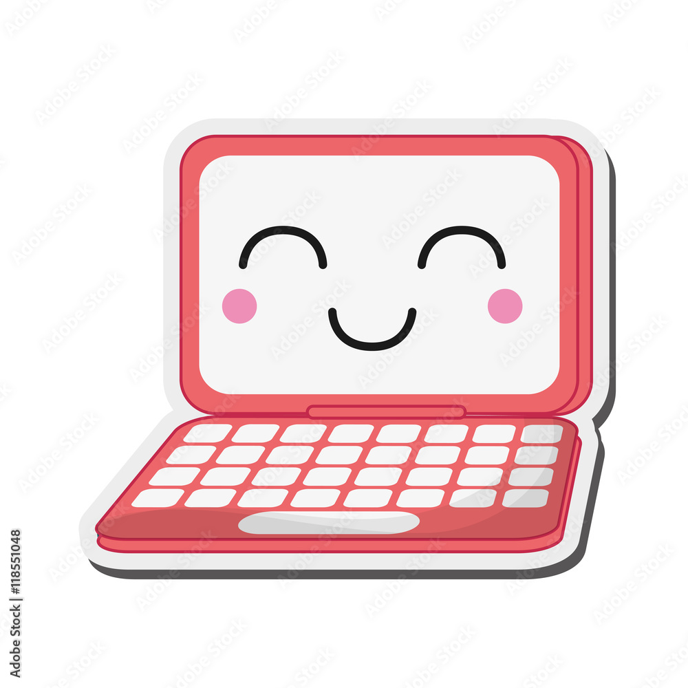 flat design kawaii laptop icon vector illustration Stock Vector | Adobe ...