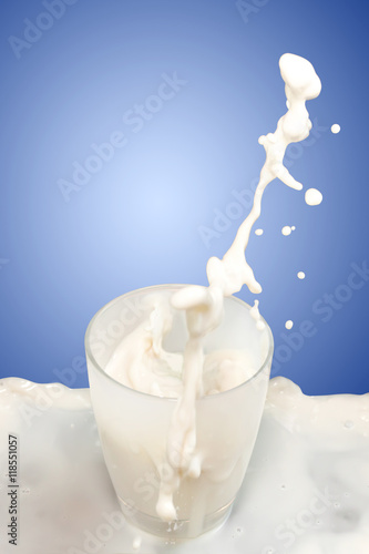 Glass of milk are splashing