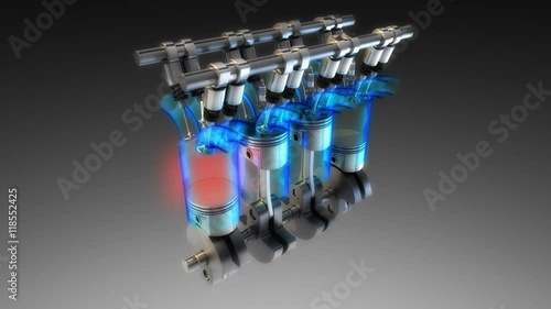 3d car engine visualization. Loop. 