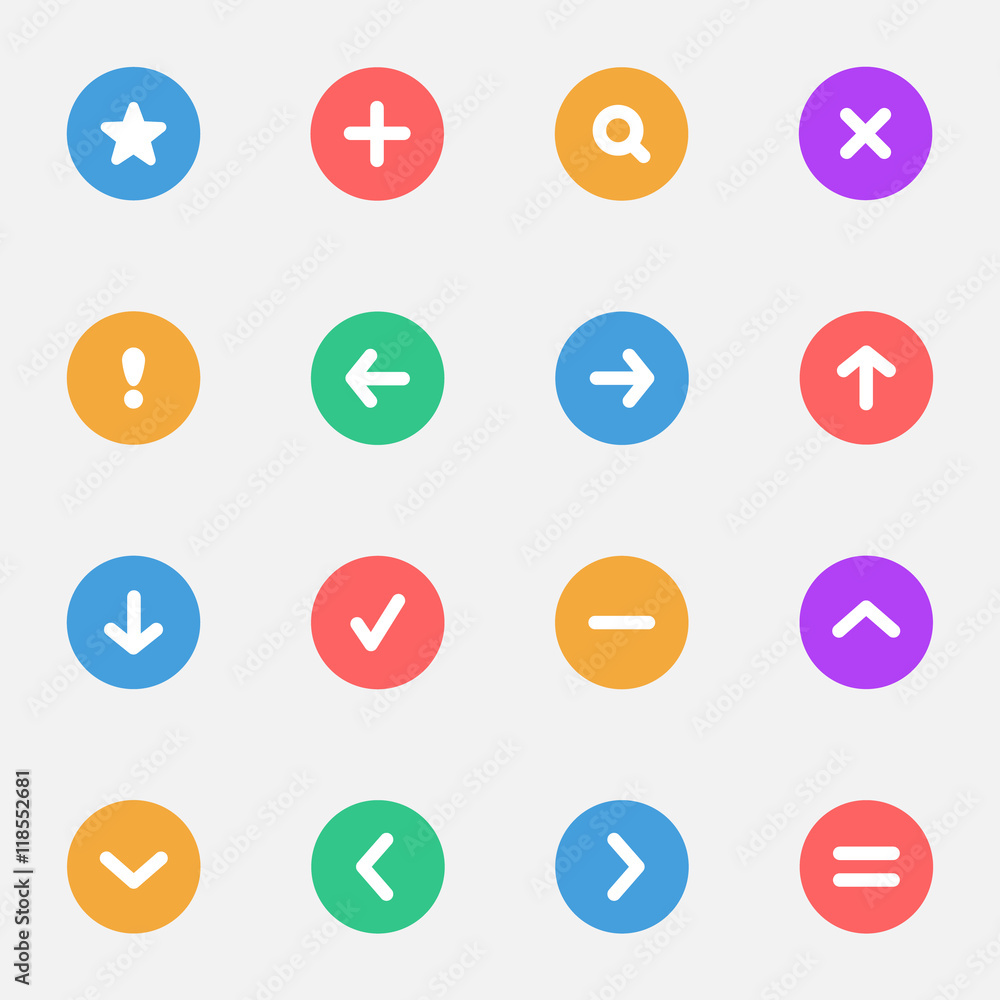 Navigation and Control Signs flat icons Navigation and Control Signs flat icons