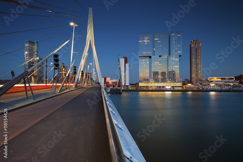 Rotterdam. Image of Rotterdam, Netherlands during twilight blue hour.