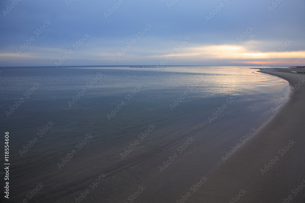 Empty Beach in Winter, Baltic Sea, Usedom Island, Germany 