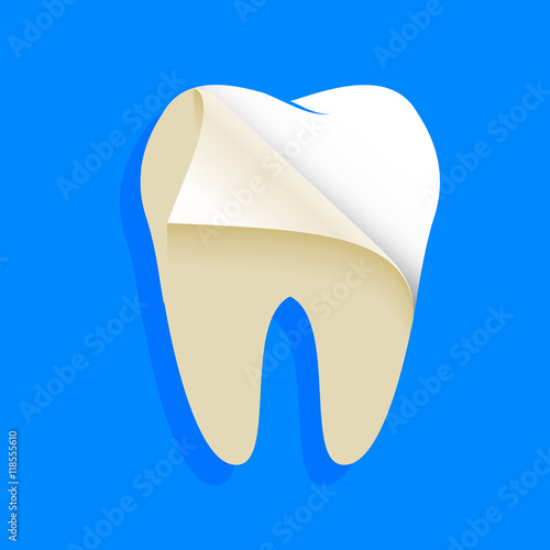 tooth whitening symbol. Teeth vector illustration in flat style. Dental care concept, isolated on blue background.