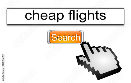 Internet web search engine cheap flights - 3D illustration
