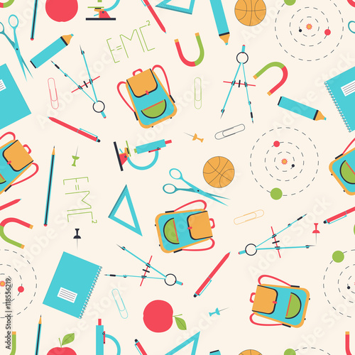 Back to school seamless background pattern.