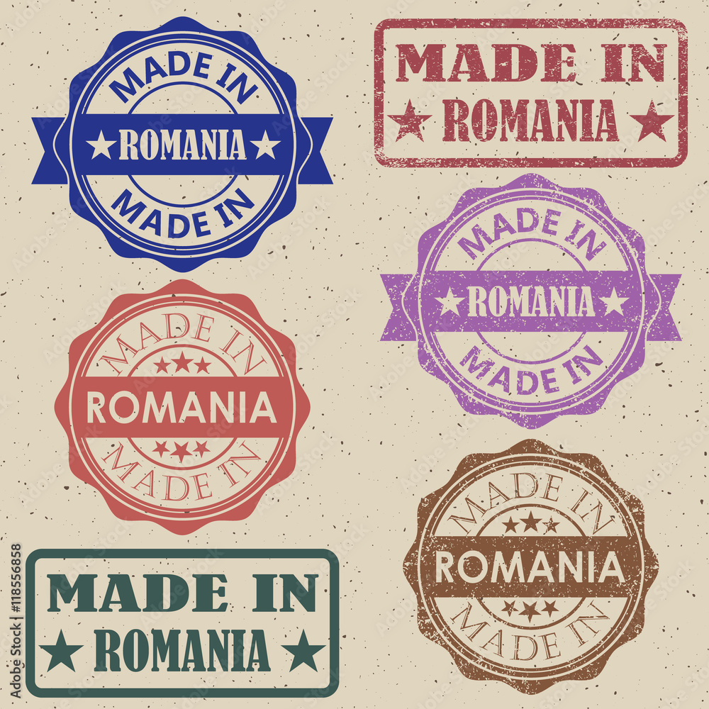 Obraz premium made in Romania red round vintage stamp.