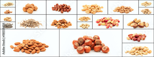 Variety of nuts collage