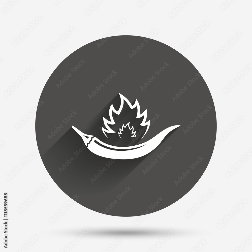 Hot chili pepper sign icon. Spicy food symbol. Hot chili pepper sign icon. Spicy food symbol.