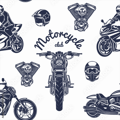 seamless motorcycle pattern vector illustration