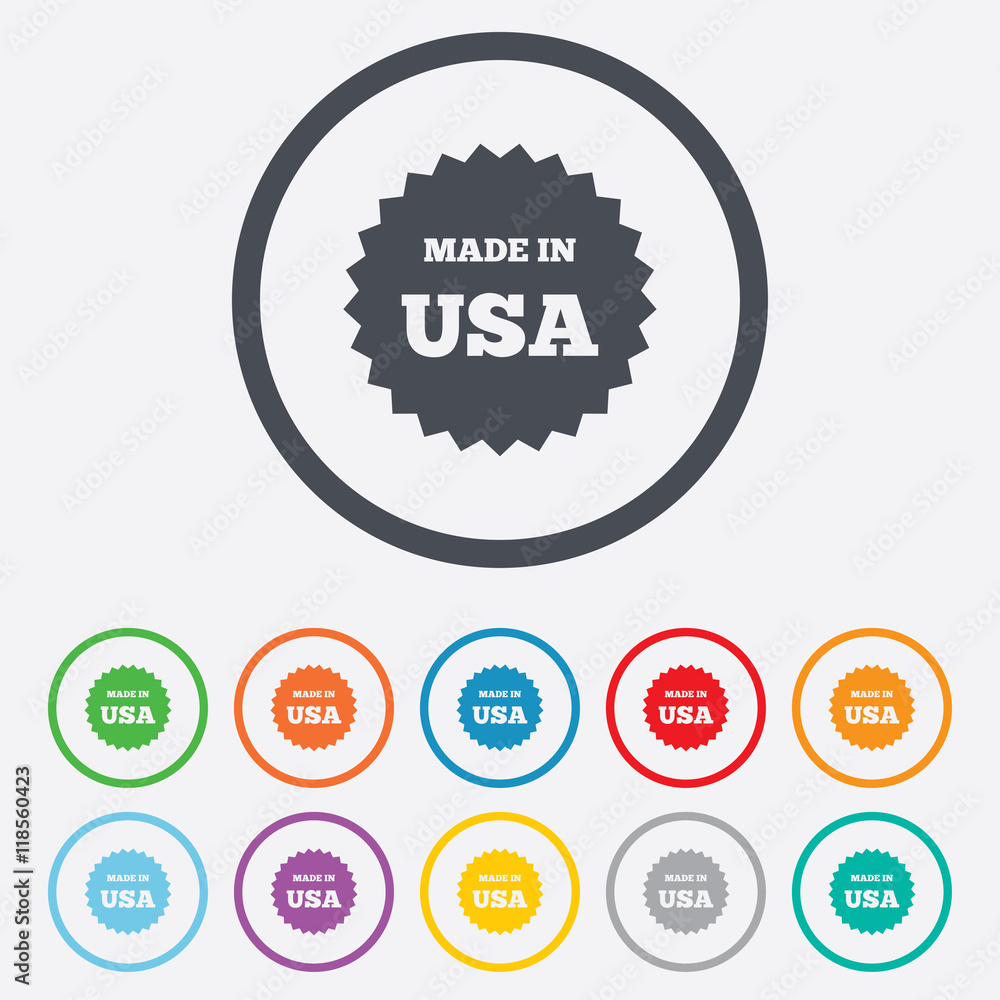 Made in the USA icon. Export production symbol.