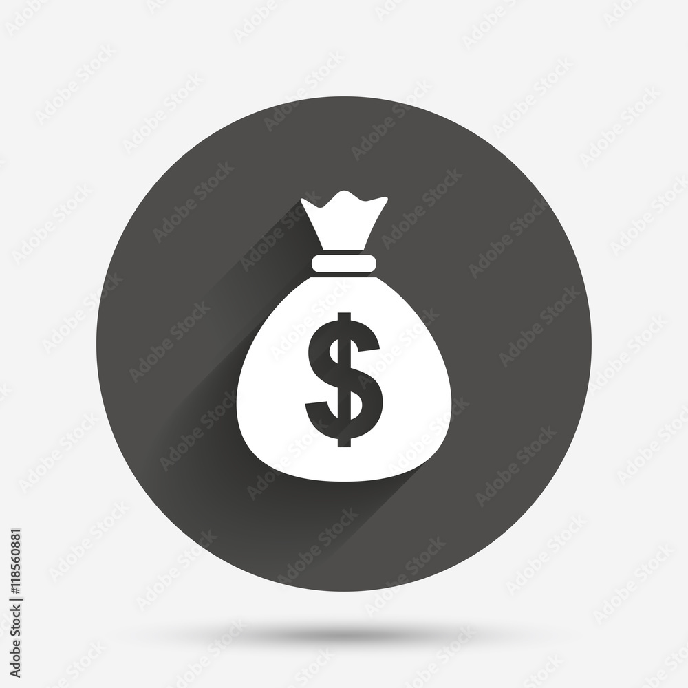 Money bag sign icon. Dollar USD currency.