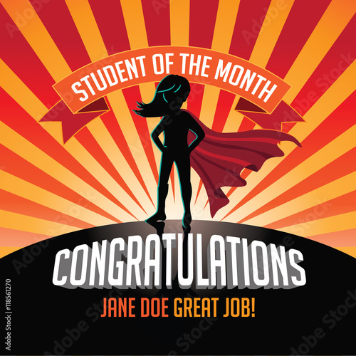 
Male Student of the Month superhero burst background. EPS 10 vector.