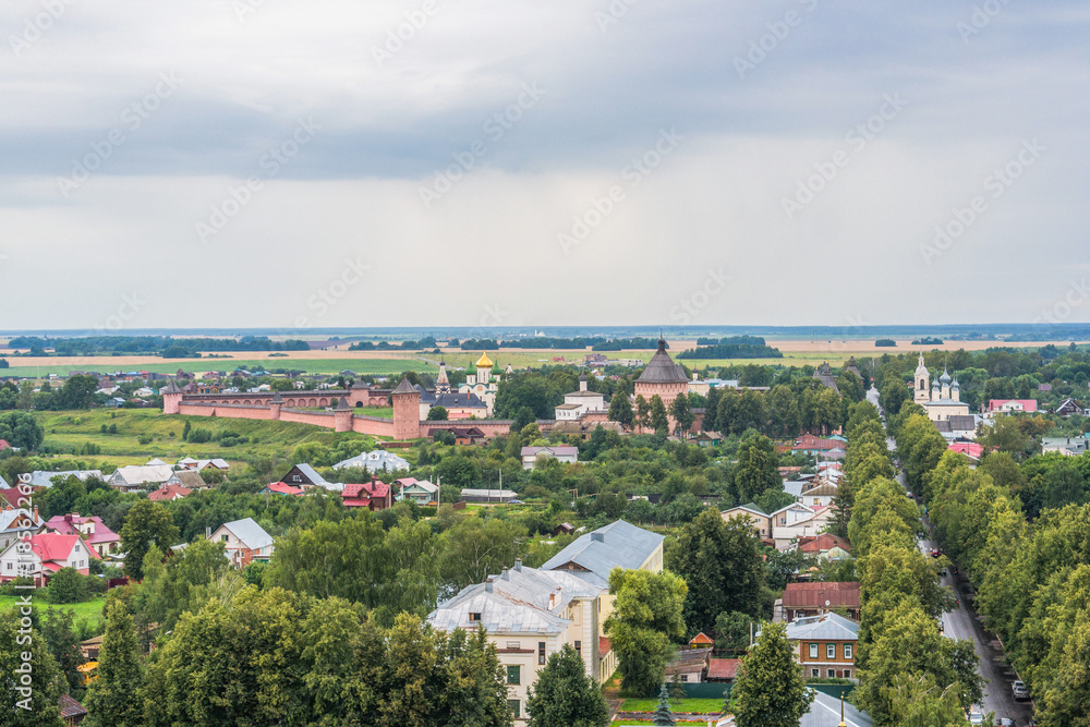 Aerial view of Lenina street in the ancient town of Suzdal. Aerial view of Lenina street in the ancient town of Suzdal.