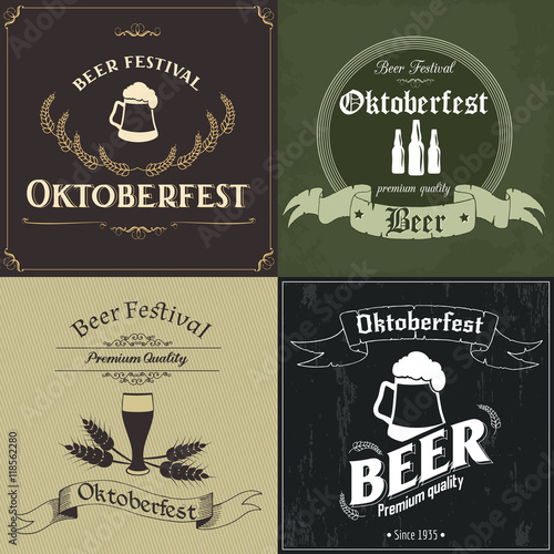 Set of posters for the Oktoberfest in vintage style. Vector