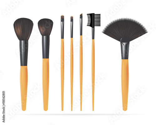 Set of Realistic Make Up Brushes. Vector illustration