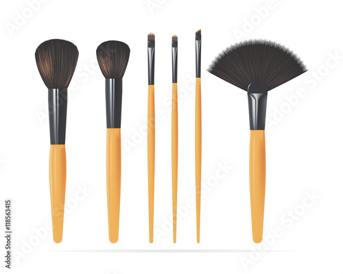 Set of Realistic Make Up Brushes. Vector illustration