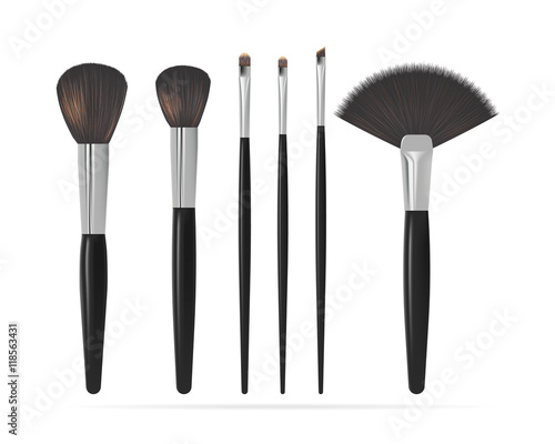 Set of Realistic Make Up Brushes. Vector illustration