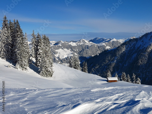 Winter scene on Mt Wispile, Swiss Alps