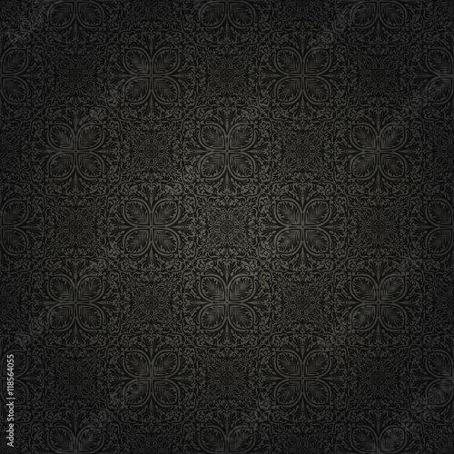 Seamless background of black color in the style of baroque