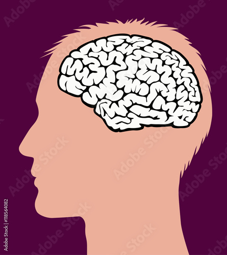 Profile of a man and brain.