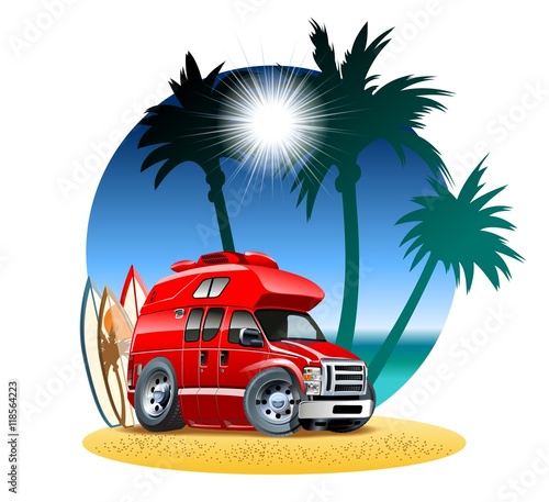 Vector cartoon camper. Available eps-10 vector format separated by groups with transparency effects for one-click repaint