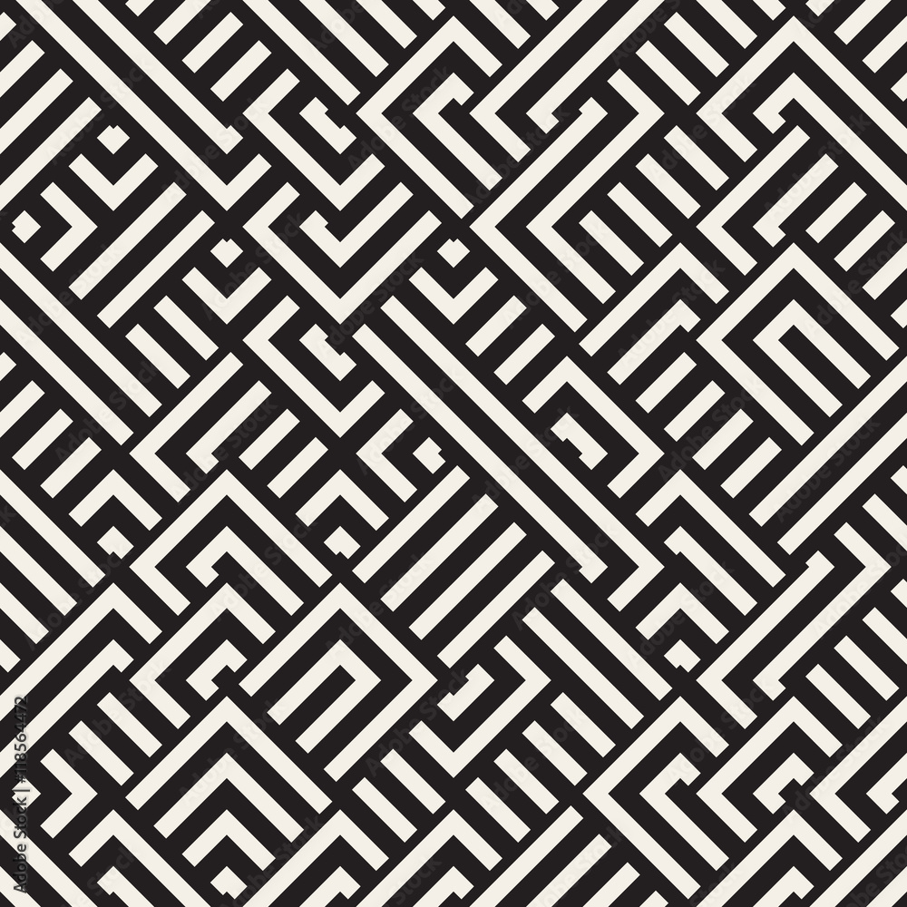 Vector Seamless Black and White Diagonal Maze Lines Geometric Pattern Vector Seamless Black and White Diagonal Maze Lines Geometric Pattern