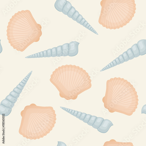 Seamless pattern with seashells
