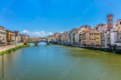 Bridge Ponte Vecchio  1345  on Arno river in Florence  Italy.
