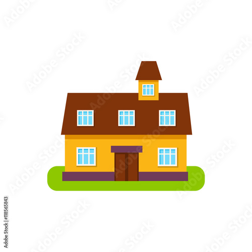 Suburban House Exterior Design With Attic Storey