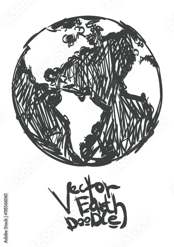 hand drawn global Isolated illustration on white background