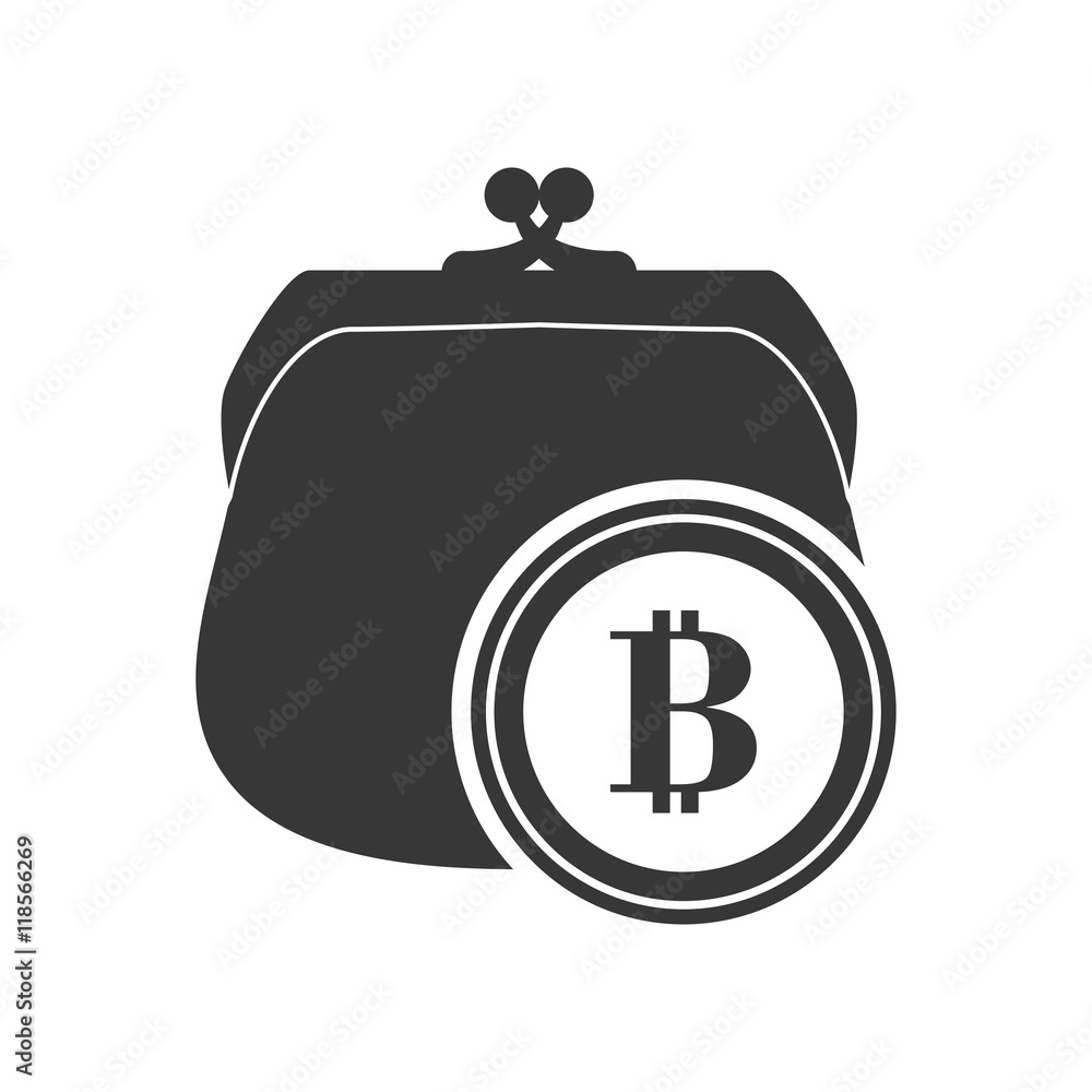 purse bitcoin money financial commerce icon. Flat and Isolated design. Vector illustration purse bitcoin money financial commerce icon. Flat and Isolated design. Vector illustration