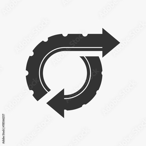 Tire repair and replacement. Vector illustration icon. Recycling