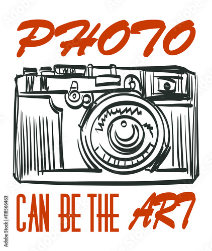 Vector art photocamera with signature. Isolated eps 10