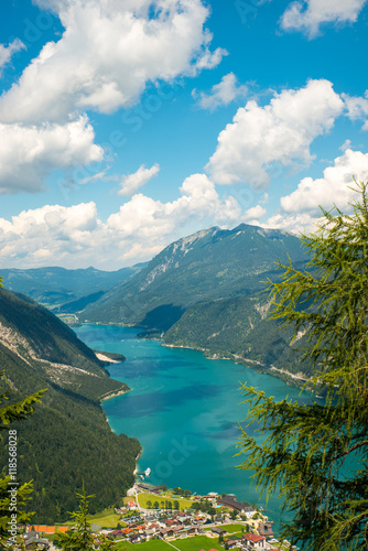 View of the nice Achensee in the Tyrolean alps