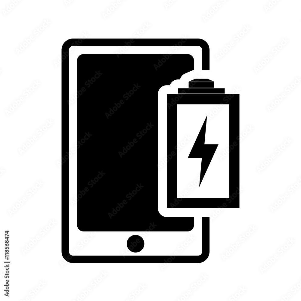 battery smartphone power technology gadget icon. Flat and Isolated design. Vector illustration battery smartphone power technology gadget icon. Flat and Isolated design. Vector illustration