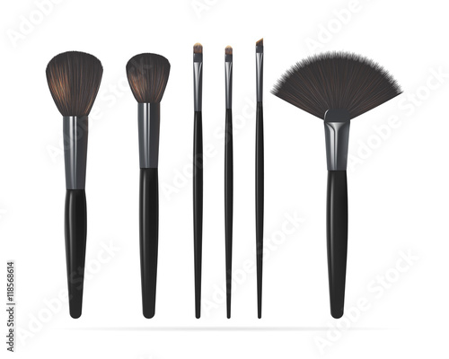 Set of Realistic Make Up Brushes. Vector illustration