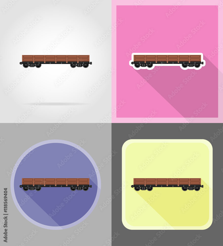 railway carriage train flat icons vector illustration railway carriage train flat icons vector illustration