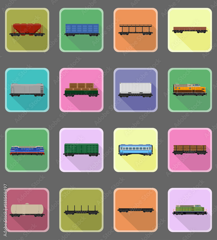 set icons railway carriage train flat icons vector illustration set icons railway carriage train flat icons vector illustration