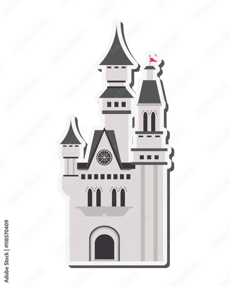 flat design large castle icon vector illustration