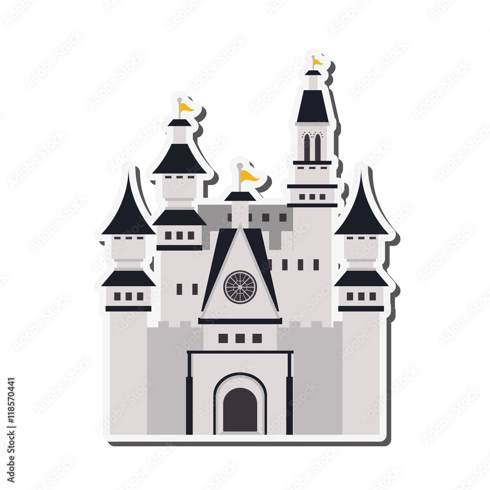 flat design large castle icon vector illustration