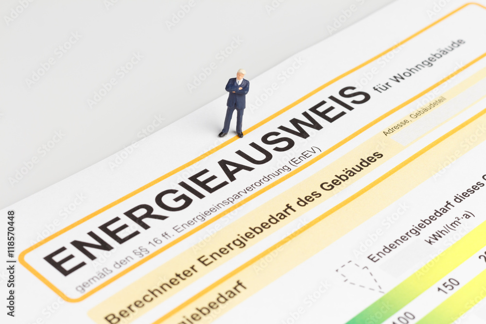 Energieausweis mit Geschäftsmann Energieausweis mit Geschäftsmann