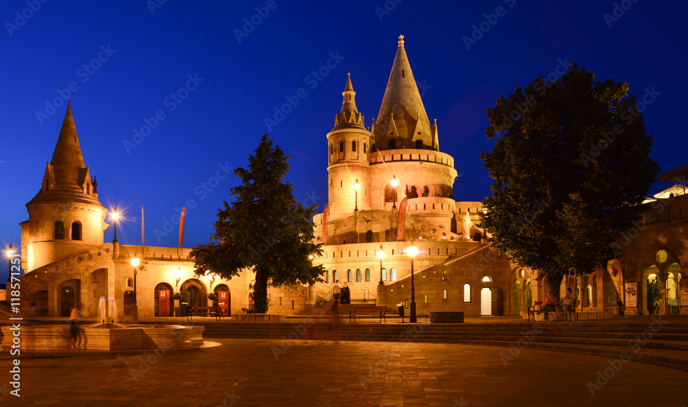 Fisherman's Bastion in Budapest at night