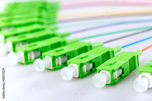 optic fiber cables on a white background photo