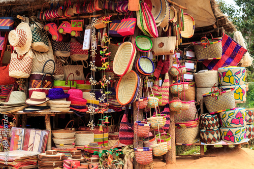 Colorful souvenirs at a market in Africa © pwollinga