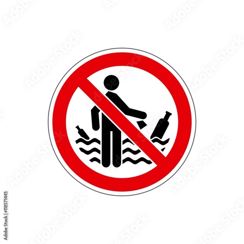 STOP! No. It is forbidden to throw garbage. Vector. The icon with a red contour on a white background. For any use. Warns.