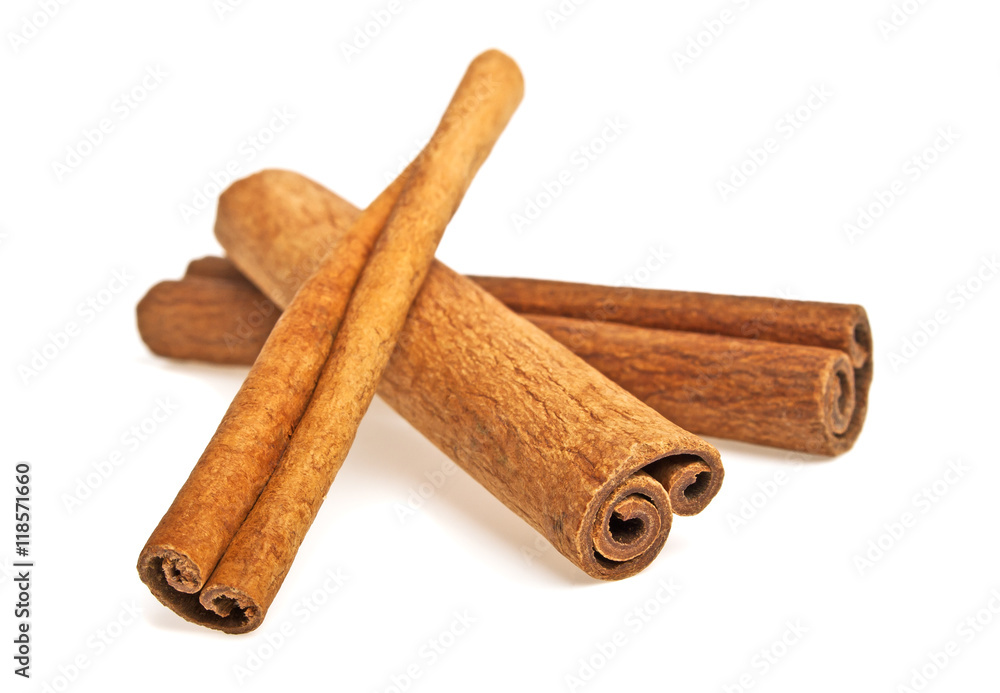 Cinnamon sticks isolated on white background