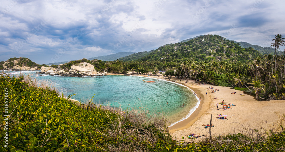 Obraz premium Panoramic view of Beach at Cabo San Juan - Tayrona Natural National Park, Colombia