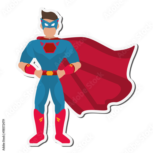 superhero costume avatar superman hero cartoon anime male icon. Flat and Isolated illustration. Vector illustration